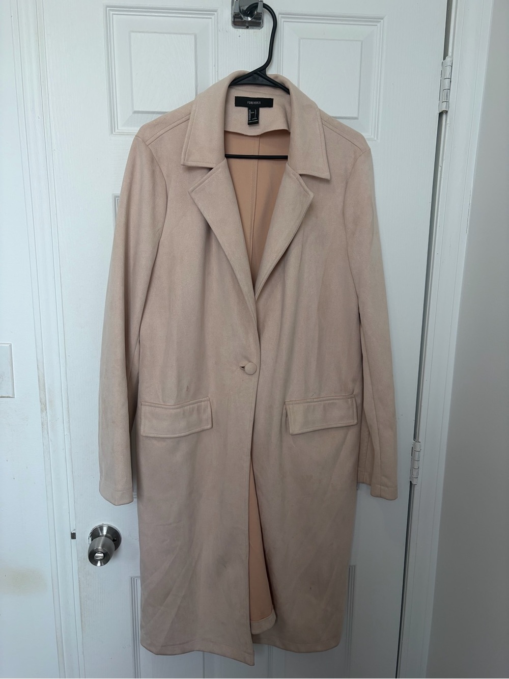 Forever 21 Beige Single-Button Long Trench Coat
